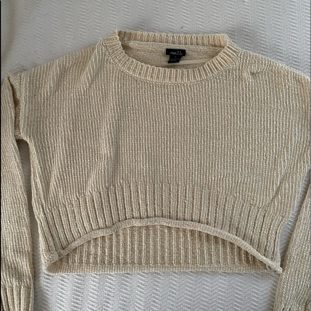 yellow cream cropped sweater